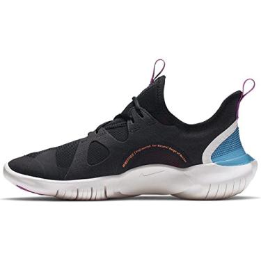 Imagem de Tênis de corrida masculino Nike Free RN 5.0 lona cano baixo com cadarço, Black/ Laser Orange/Blue Hero, 7 Big Kid