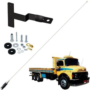 Imagem de Antena Px Inox Mini Maria Mole 1,40m Suporte Dianteiro Frontal MB Merc
