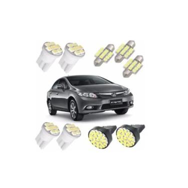 Imagem de Kit Lampadas Led Civic 2012 2013 Pingo Placa Teto Ré - Blue Lion