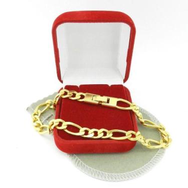 Imagem de Pulseira Masculina 19cm 7mm Largura Folheada Ouro 18k PL147 - WNBIJOUT