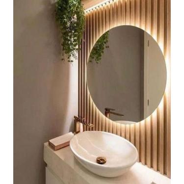 Imagem de Espelho Orgânico Decorativo Lapidado com LED 90x90 cm E08 para Sala, Q