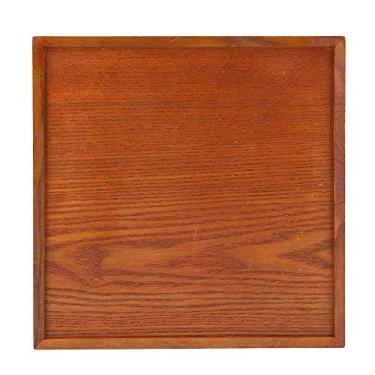 Imagem de Bandeja de Servir, Bandeja de chá Quadrada de Madeira Maciça Elegante Prato de Servir de Grãos de Madeira Bandejas Decorativas para chá, Sushi, café, Lanches (30 * 30cm)
