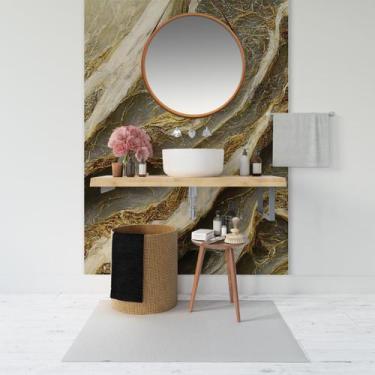 Imagem de Papel de Parede Painel 3D Mármore Cinza com Dourado Auto 1,5M Colante 