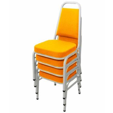 Imagem de Kit com 4 Cadeiras Empilháveis Linha Hotel Plus Laranja - Design Offic