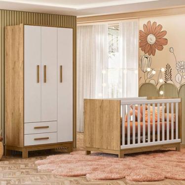 Imagem de Quarto Infantil Completo Lion 3 Portas 2 Gavetas Branco/Freijo - Pnr M