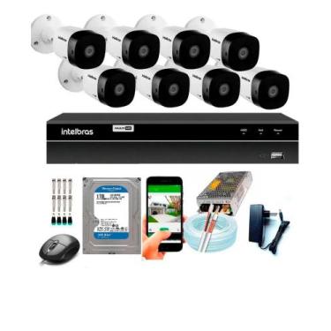 Imagem de Kit 8 Câmeras Intelbras 1120b G4 Dvr Intelbras Mhdx 8 Canais c/hd 1tb