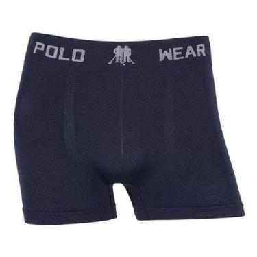 Imagem de Cueca Masculina Adulto Boxer Confortável Polo Wear Microfibra, Azul, M