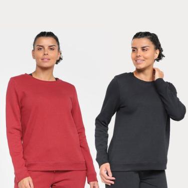 Imagem de Kit Blusa Moletom Gonew Básico Feminino - 2 Peças, Vermelho, P