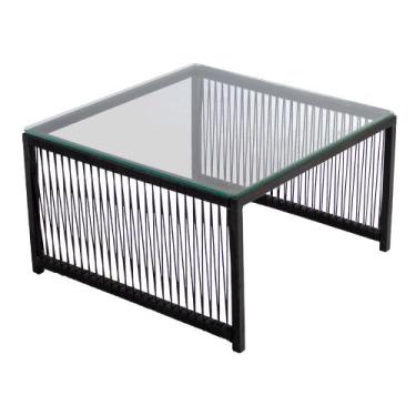 Imagem de Mesa de Centro Quadrada com Tampo de Vidro de Fibra Sintética Santiago