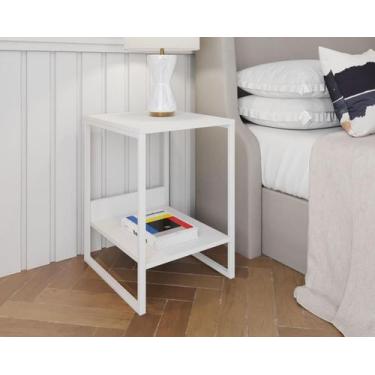 Imagem de Mesa Cabeceira Industrial Tókio Base Ferro Branco Tampo Branco - Impér