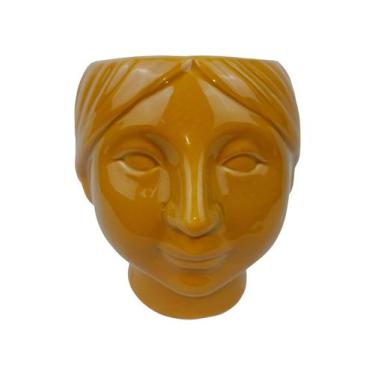 Imagem de Floreiro de Cerâmica Mostarda Formato Rosto Clean 16cm - Zona Livre