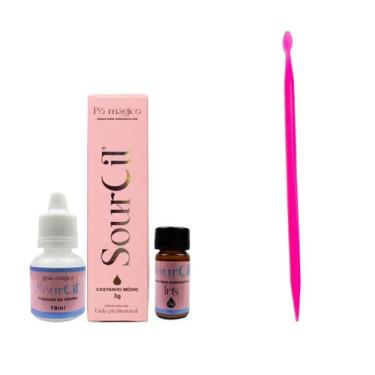 Imagem de Kit Designer Henna Sourcil Sobrancelha Vegana e Palito Magico Dosador,