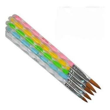 Imagem de Kit Com 5 Pincéis Para Alongamento Unhas Em Gel Super Oferta - oem