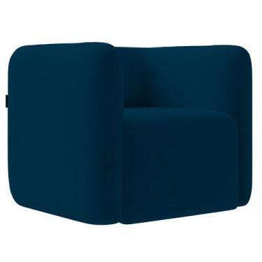 Imagem de Poltrona para Sala de Estar Decorativa Quadrada Maggie K04 Veludo Azul