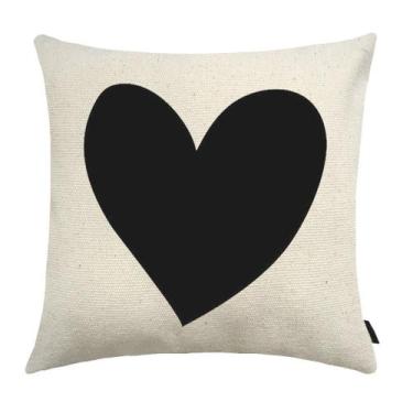 Imagem de Almofada Coração Preto Estampada 40x40cm - FASTLAR