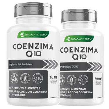 Imagem de 2 Potes Coenzima Q10 Coq10 Pura e concentrada 60 Cápsulas Ecomev