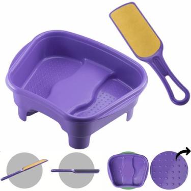 Imagem de Kit Bacia para Pés Pedestal + Lixa Dupla face Pedicure Salão de Beleza