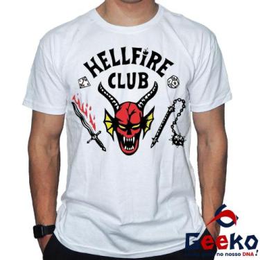 Imagem de Camiseta Hellfire Club 100% Algodão Stranger Things Geeko, Branco gola