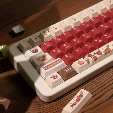 Imagem de Sumgsn Conjunto de 152 teclas vermelhas PBT Dye Sub Cherry Profile Keycaps com caixa de armazenamento compatível com 61/64/87/104/108 Cherry Mx Switches Teclado mecânico