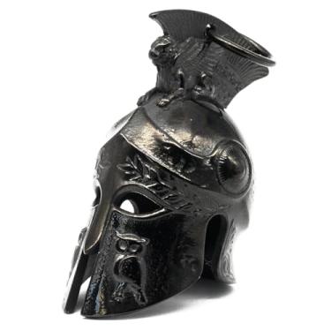 Imagem de MOYOZZ Capacete de motociclista romano gladiador guerreiro espartano guardião sino da sorte Gremlin Ride Bell Hanger ou chaveiro da sorte, Preto, M