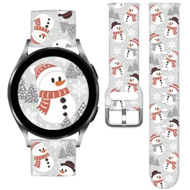 Imagem de Vieeki Pulseiras de relógio de neve de Natal compatíveis com Samsung Galaxy Watch 40 mm, 41 mm, 42 mm, 44 mm, 45 mm, 46 mm, pulseira de silicone de substituição de padrão de 20 mm para Galaxy Watch 5 / Watch 5 Pro / Watch 4 / Watch 4 Classic / Watch 3 (41 mm) / Watch Active 2 / Watch Active / Watch 