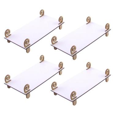 Imagem de 4 Bandejas Provençal Retangular Flat Linha Premium - Mdf Branco - Mode