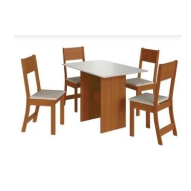 Imagem de Mesa de Jantar Carla Com 4 Cadeiras Freijo/Off White/Bege  Indekes Mov