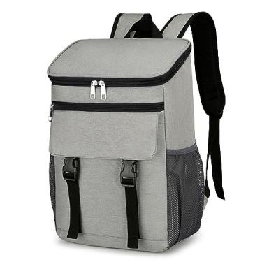 Imagem de Mochila Térmica Isolada à Prova D'água, Mochila de Piquenique de Grande Capacidade Com Tecido Oxford para Camping, Caminhada e Atividades Ao Ar Livre, Cinza e Laranja (GREY)