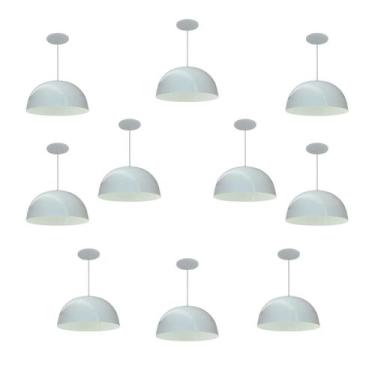 Imagem de Kit 10 Luminária Pendente Meia Lua 24cm Com Interior Branco Brilho Fia