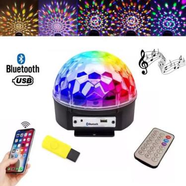 Imagem de Luminária Globo RGB LED Meia Bola Bluetooth Musical Balada DJ Bivolt -