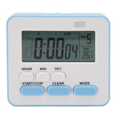 Imagem de Função de Contagem Regressiva do Temporizador Digital de Cozinha, Sensor de Temperatura, Tela LCD Grande, Layout de Botão Simples, 2 Modos de Alarme, Alimentado por Bateria, (BLUE)