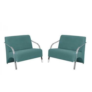 Imagem de Kit 2 Poltronas Namoradeira 2 Lugares Vênus Braço Alumínio D Salla Sue