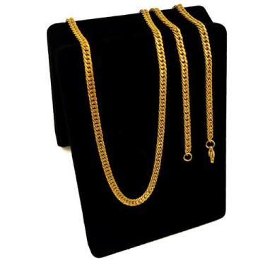 Imagem de Cordão Elo Duplos Corrente Masculina 4mm Banhada Ouro 18k - ALRA SEMIJ