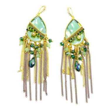 Imagem de Brinco Strass Gota Franjas BC3894 - Akasaki, Verde