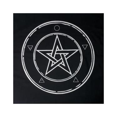 Imagem de Toalha Pentagrama Força Wicca para Tarô Preto e Cinza 70CM - Flash