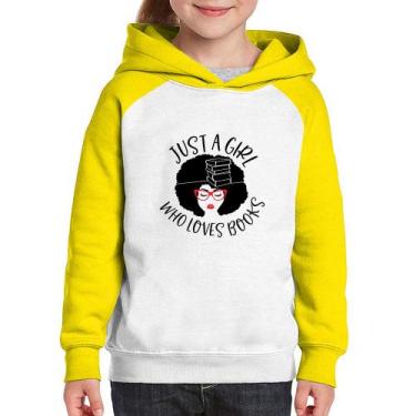 Imagem de Moletom Infantil Just a girl who loves books - Foca na Moda, Branco, A