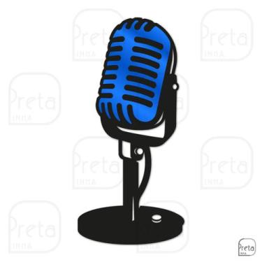 Imagem de Escultura de Parede Decorativo Microfone Clássico 40x18cm - Linha Pret