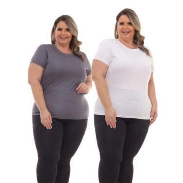 Imagem de Kit 2 Peças - Camiseta Feminina Dry Fit Plus Size Poliester Academia -