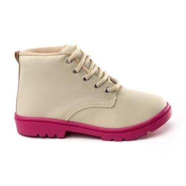 Imagem de Bota Infantil Feminina Coturno Neon Funfy 2121I, Bege, 33
