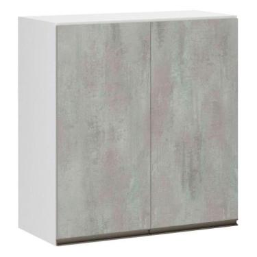 Imagem de Armário Perola 60cm 2 Portas Branco Polar C/Concreto - LUCIANE MÓVEIS