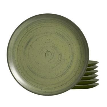 Imagem de Jogo De Pratos Sobremesa Cerâmica Kit 6 Peças 20cm Kya Olive Alleanza 