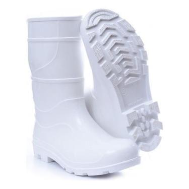 Imagem de Bota Galocha Botinha Para Faxina Limpeza Cano Médio Branca Antiderrapa