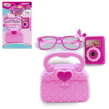 Imagem de Kit beleza infantil com bolsa+acessorios fashion girl 3 pcs - WELLMIX