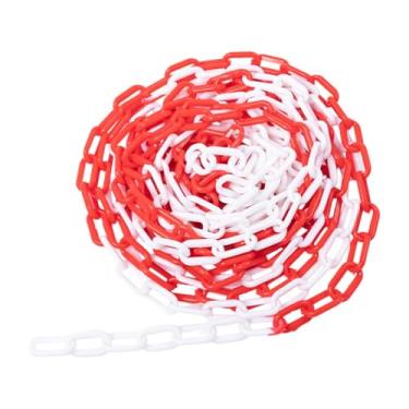 Imagem de Amagogo Barreira de corrente de tráfego Link, barreira de estacionamento, corrente de barreira de segurança para cones de trânsito de estacionamento Aviso de, Vermelho Branco