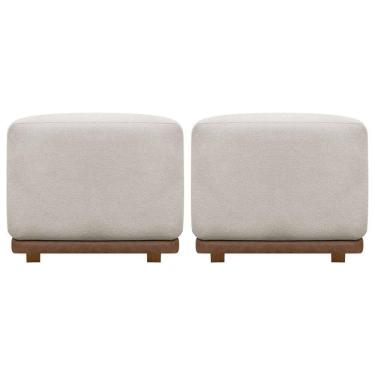 Imagem de Kit 2 Puffs Decorativos Para Sala Dalilla Persa Bege Bouclé