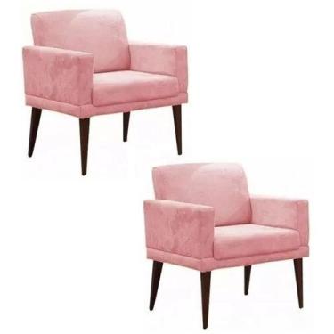 Imagem de Combo 02 Poltronas Decorativas Emília Pés Palito Suede Rosa - DS Estof