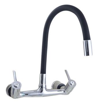 Imagem de Misturador Gourmet Cozinha Parede C-61 PRETO 1/4v - Reino das Torneira