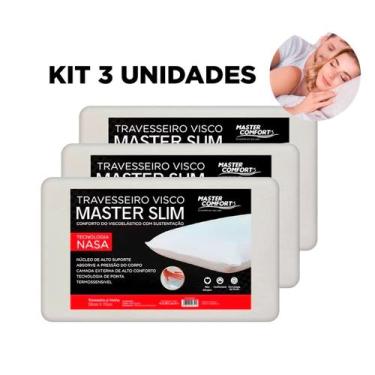 Imagem de Kit 3 Travesseiros Nasa Viscoelástico Slim Conforto e Suporte Anatômic