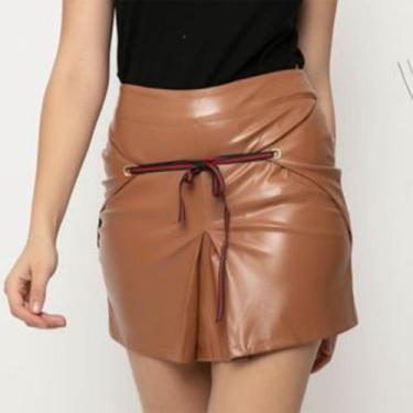 Imagem de Saia De Couro Marron 5209 - Doutoras Modas, Marrom