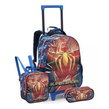Imagem de Kit Mochila Rodinhas Lancheira Estojo Homem Aranha Start - Seanite